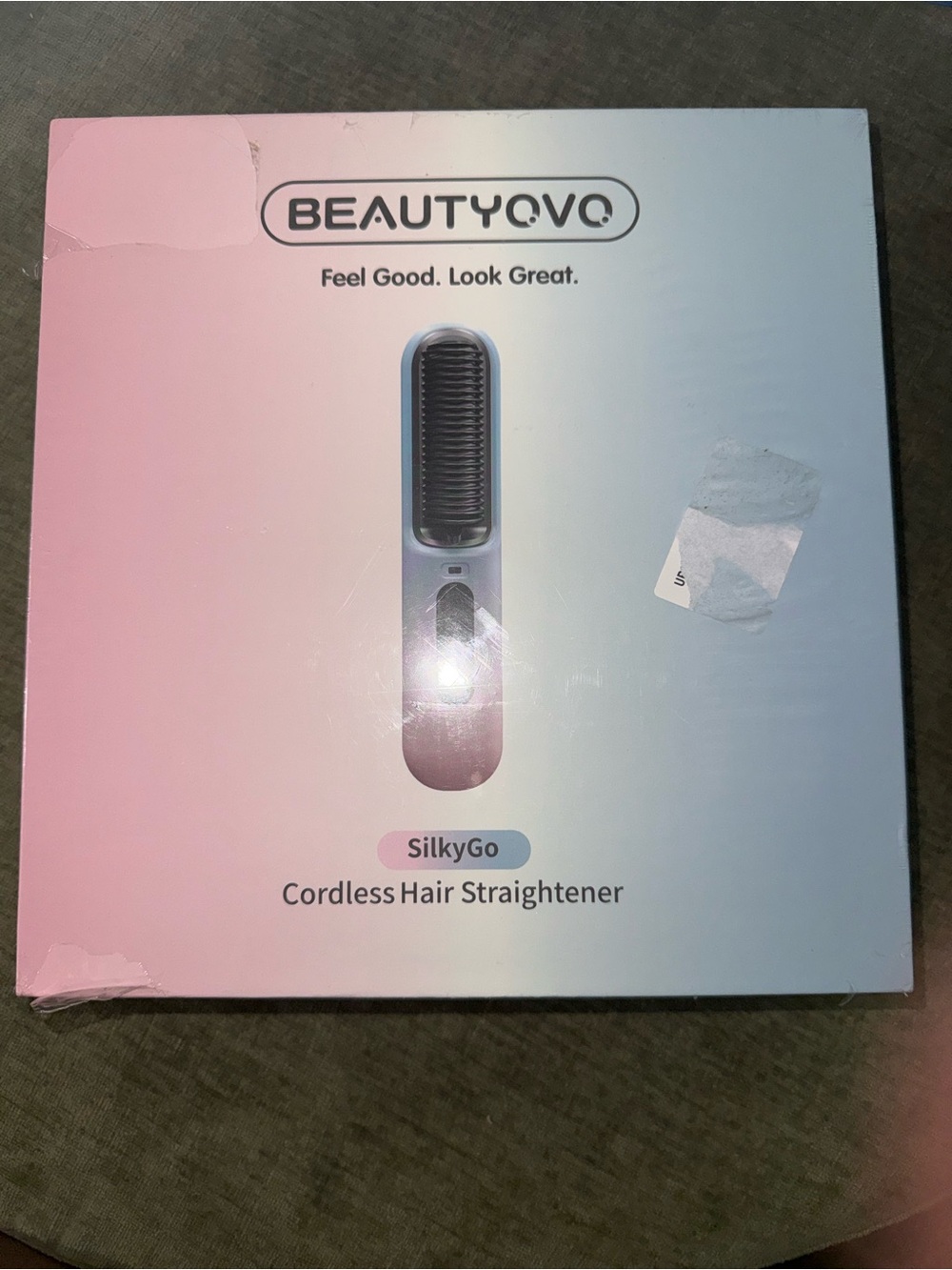 BeautyQvo SilkyGo Cordless Hair Straightener - Pink and Blue
